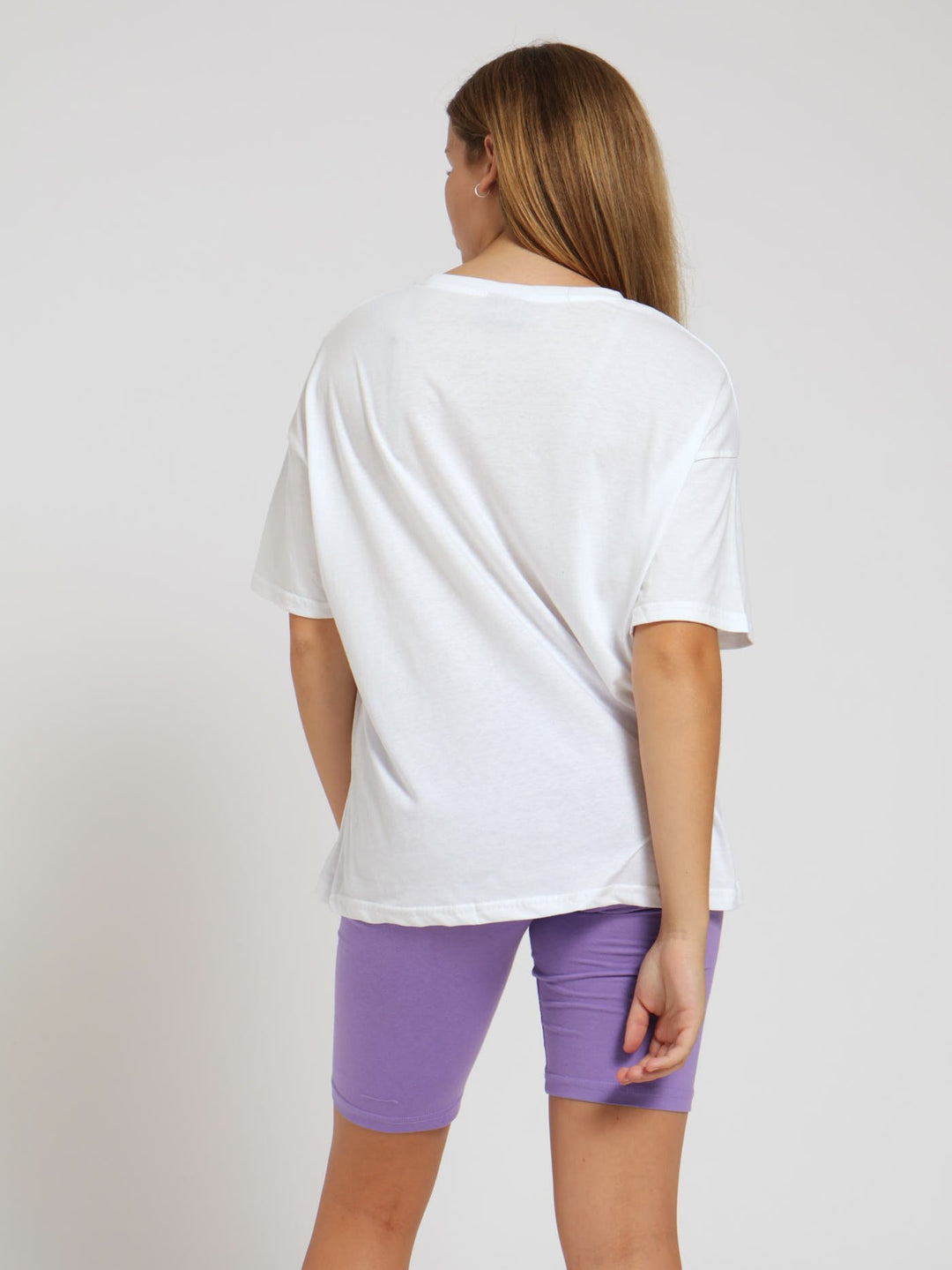 Girls Oversized Tee & Cycle Shorts Sleepwear - White