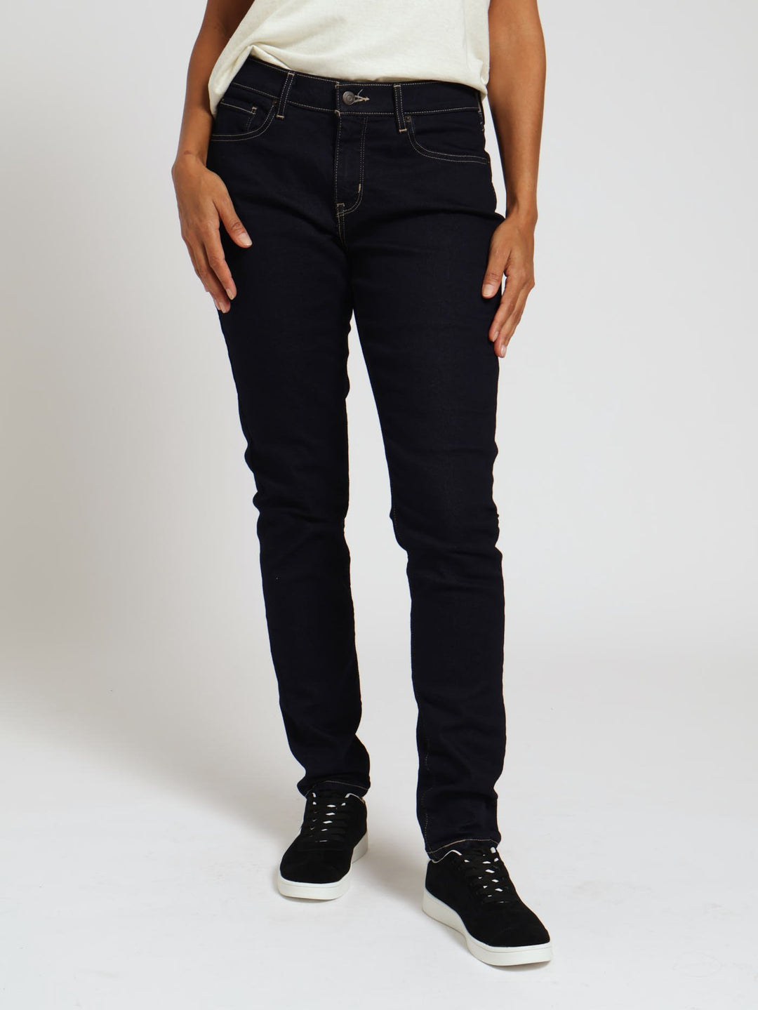 Curvy Skinny Cast Shadows Denim Jean - Dark Indigo
