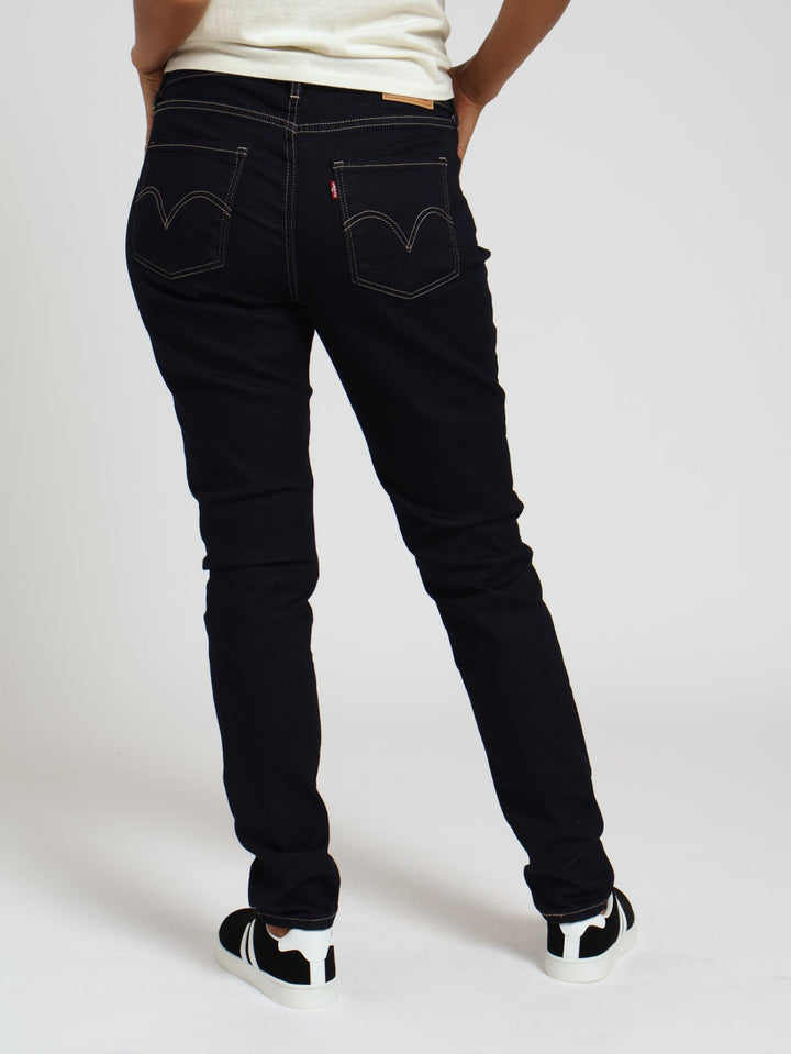 Curvy Skinny Cast Shadows Denim Jean - Dark Indigo