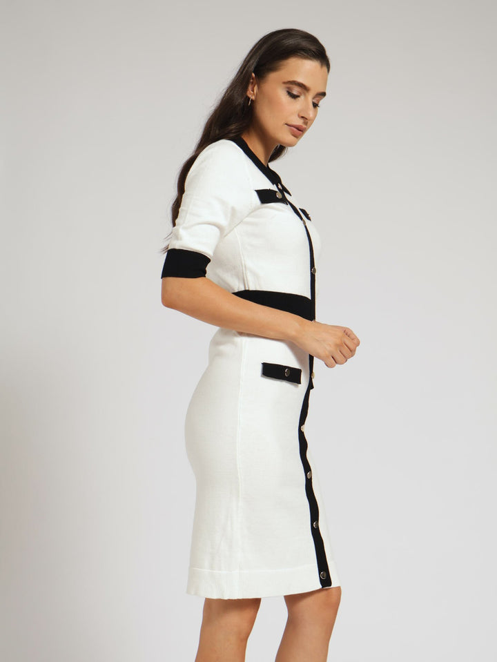 Preppy Bodycon Knitwear Dress - White