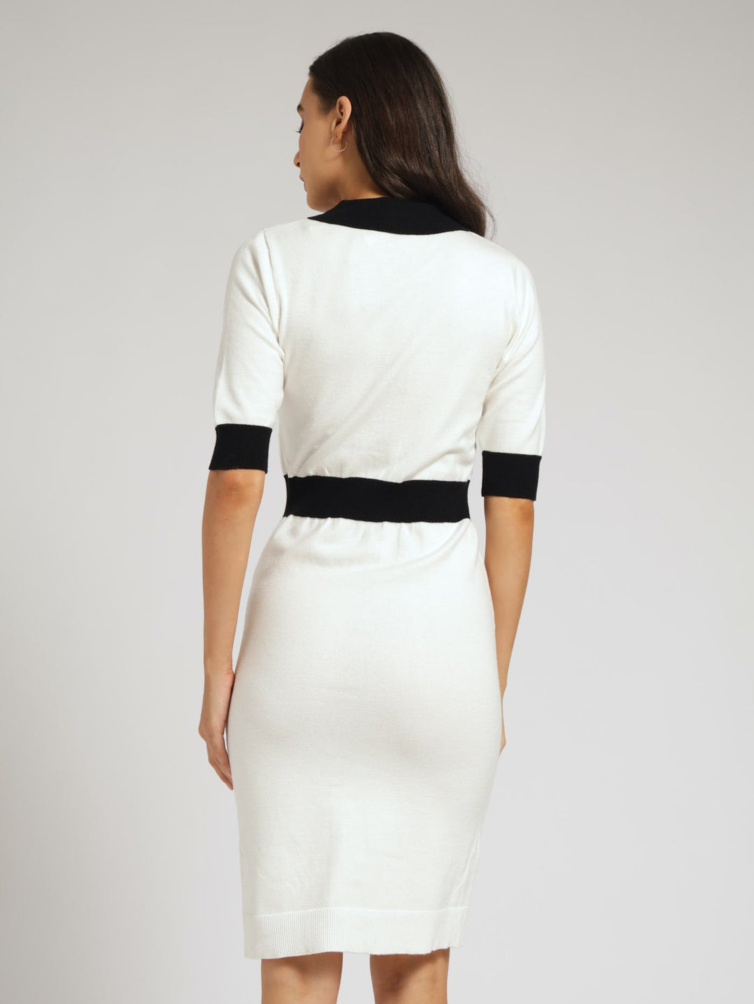 Preppy Bodycon Knitwear Dress - White