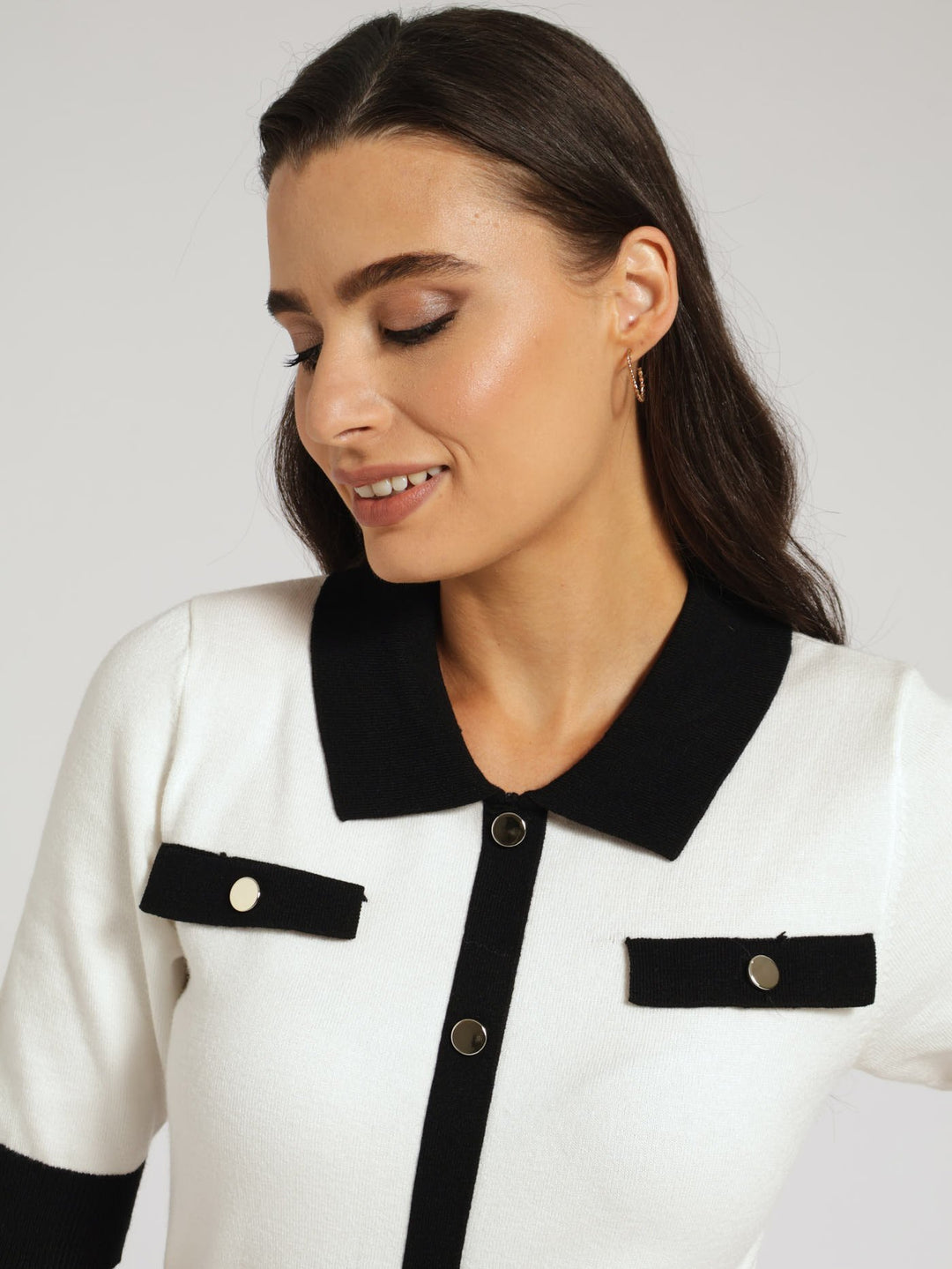 Preppy Bodycon Knitwear Dress - White