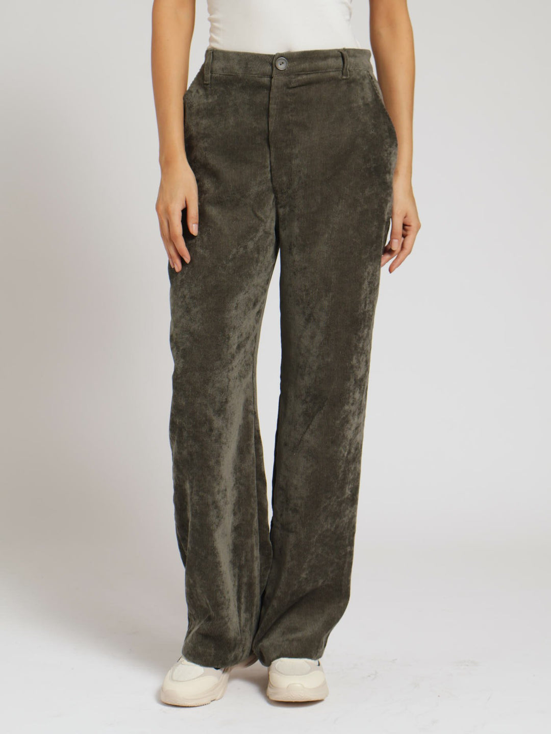 Wideleg Corduroy Pants - Grey