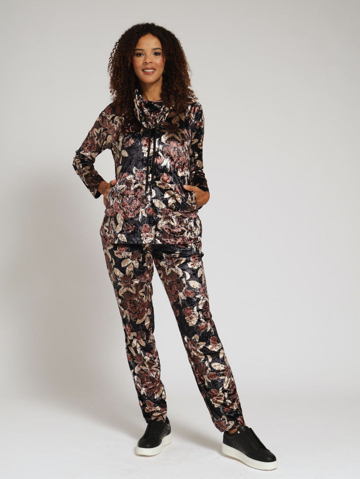 Velvet Cowl Neck Top - Brown