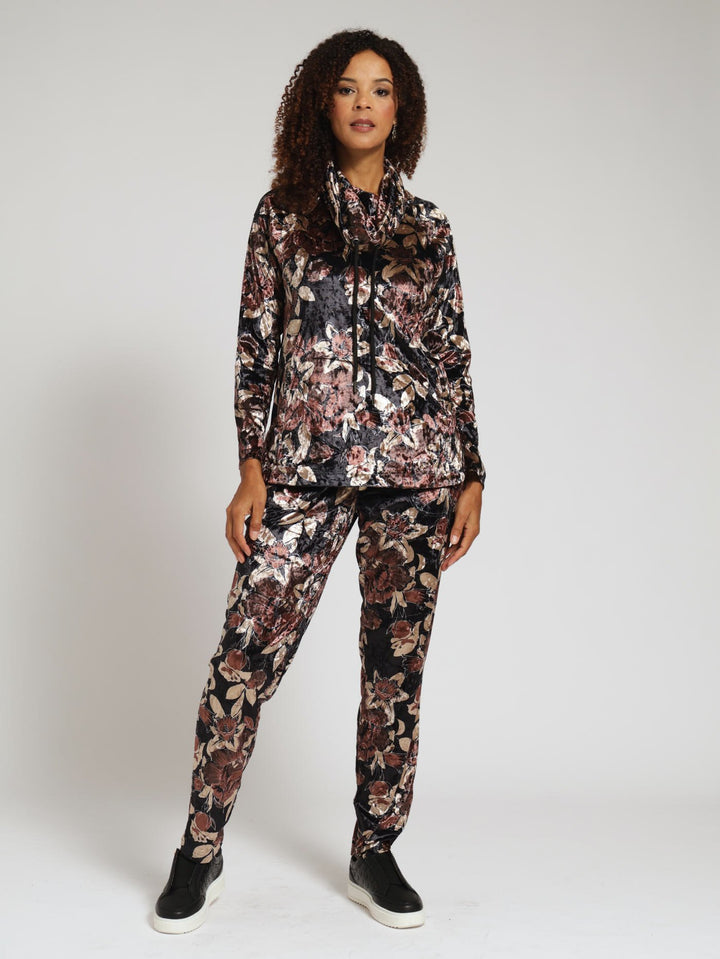 Velvet Straight Leg Pants - Brown