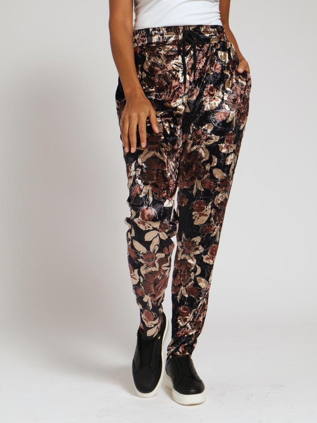 Velvet Straight Leg Pants - Brown
