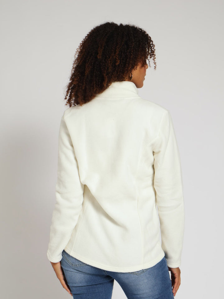 Embroided Polar Fleece Jacket - White