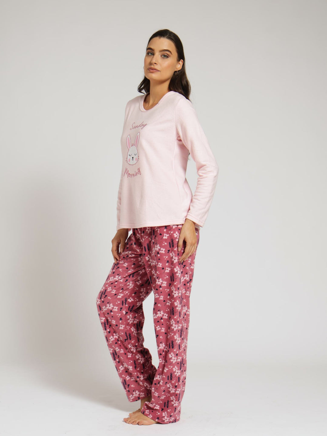 Long Sleeve Beauty Sleep Pj Top Pant Set Pink