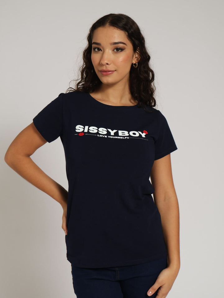 Red Lips Love Yourself Tee - Navy