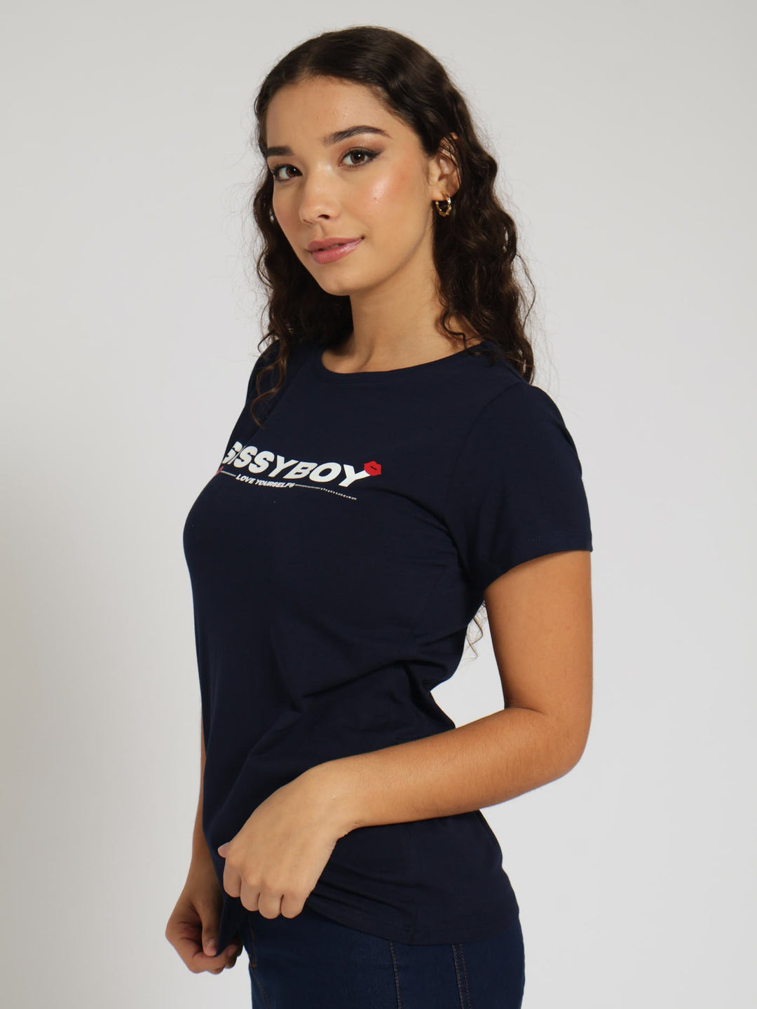 Red Lips Love Yourself Tee - Navy