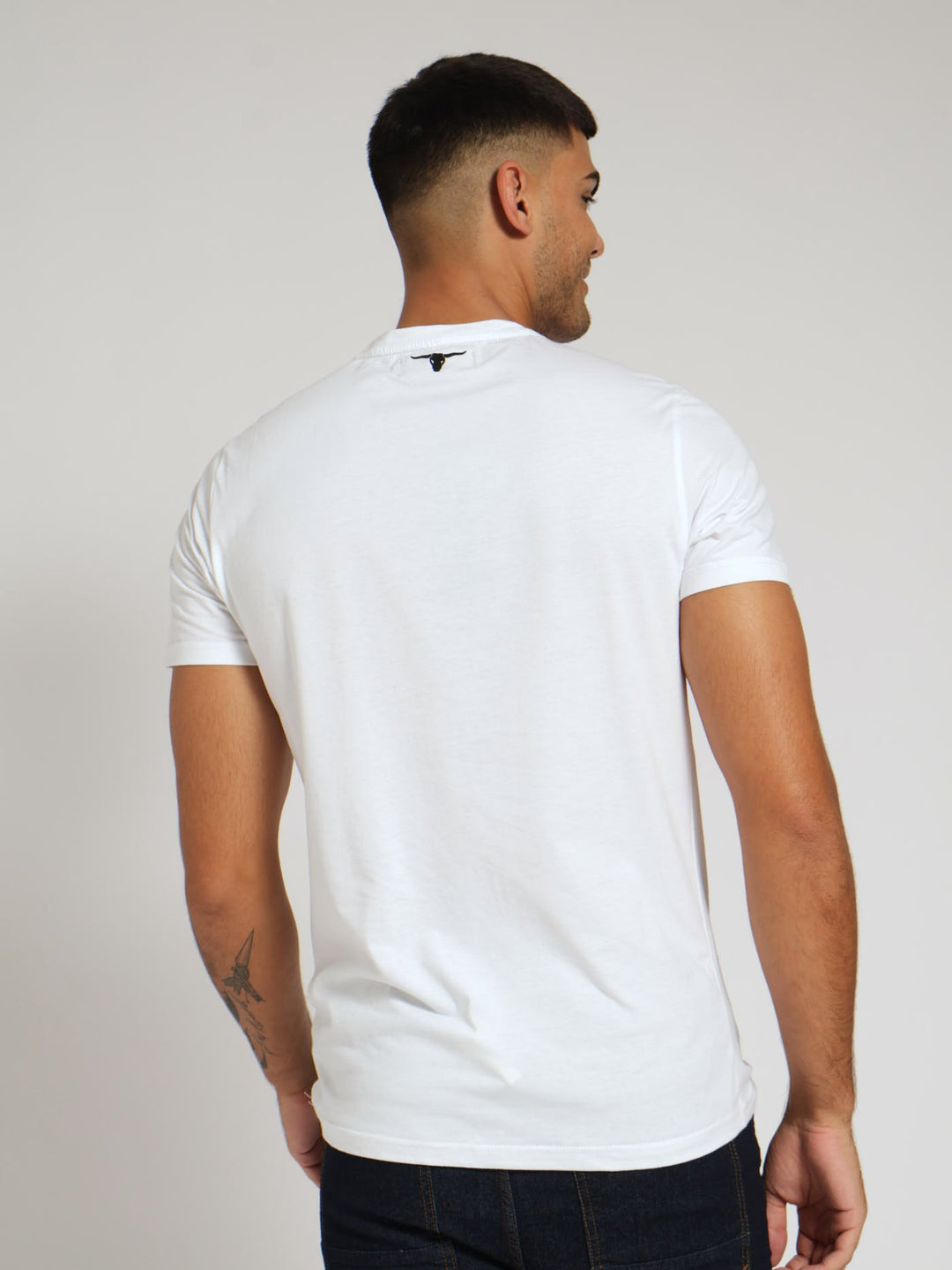 Luxe Denim Print Tee - White