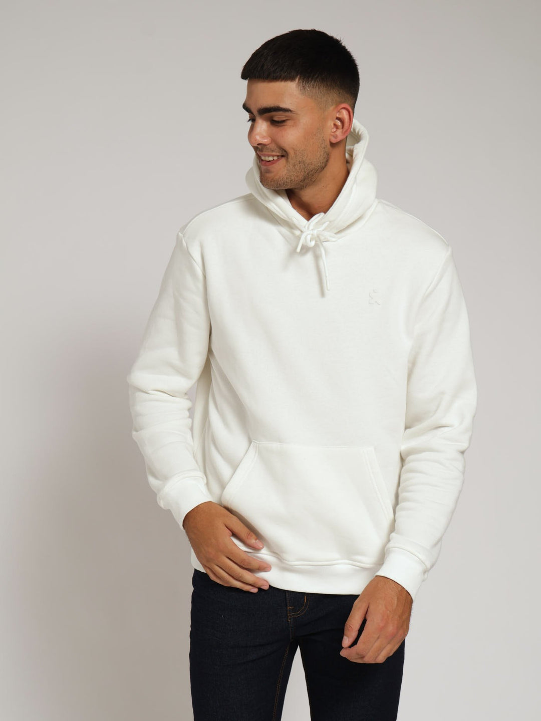 Plain Fleece Hoody - Off White
