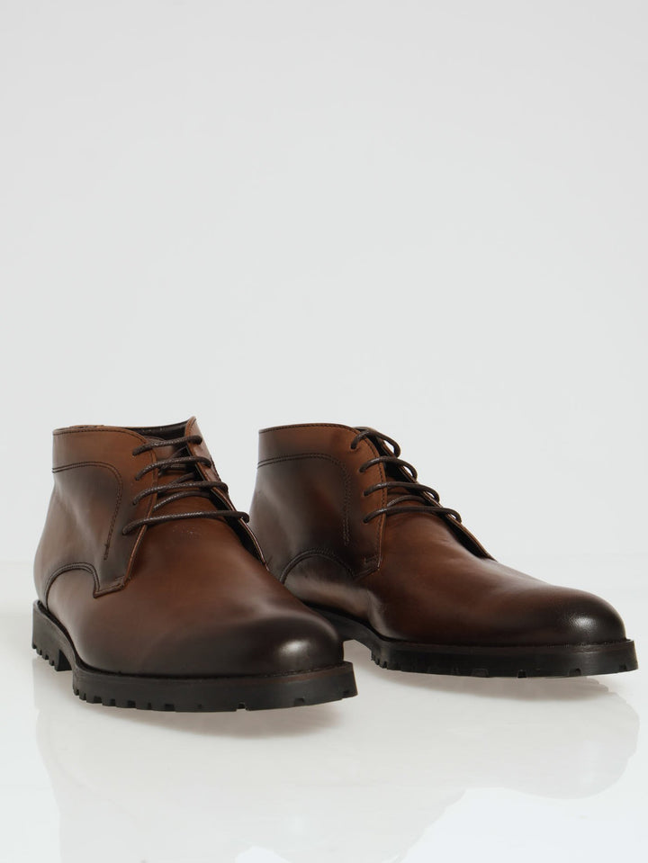 Lug Sole Stitch Down Lace Up Boot - Chocolate