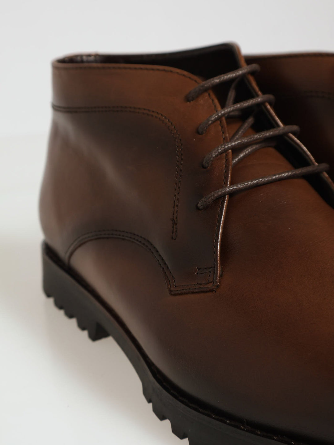 Lug Sole Stitch Down Lace Up Boot - Chocolate