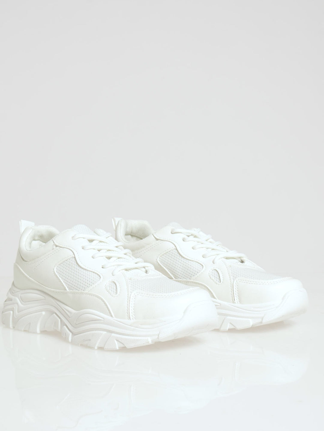 Chunky Mono Lace Up Sneaker - Off White