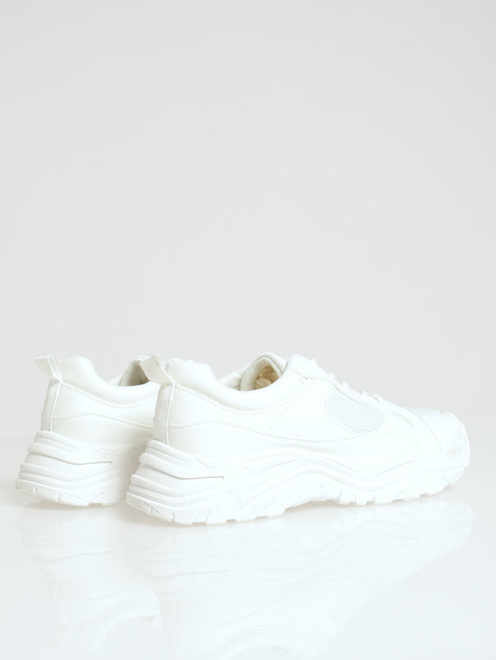 Chunky Mono Lace Up Sneaker - Off White