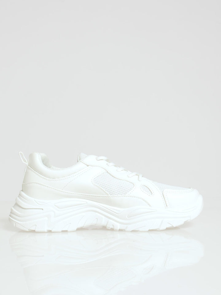Chunky Mono Lace Up Sneaker - Off White