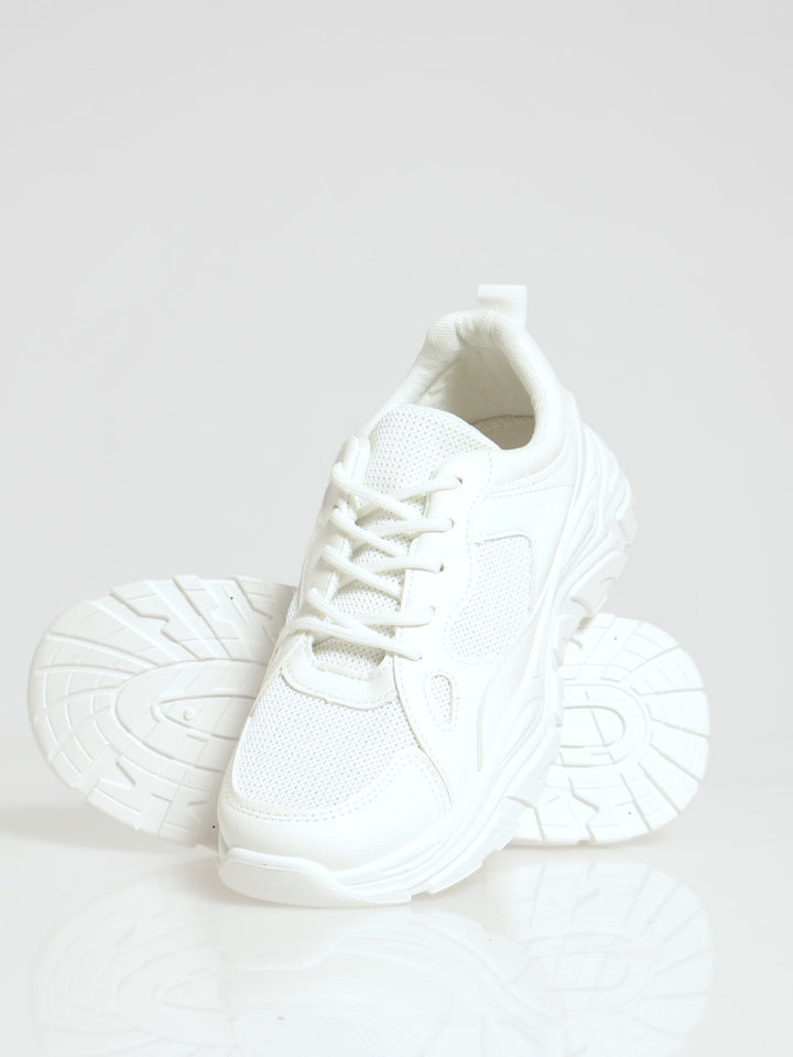 Chunky Mono Lace Up Sneaker - Off White