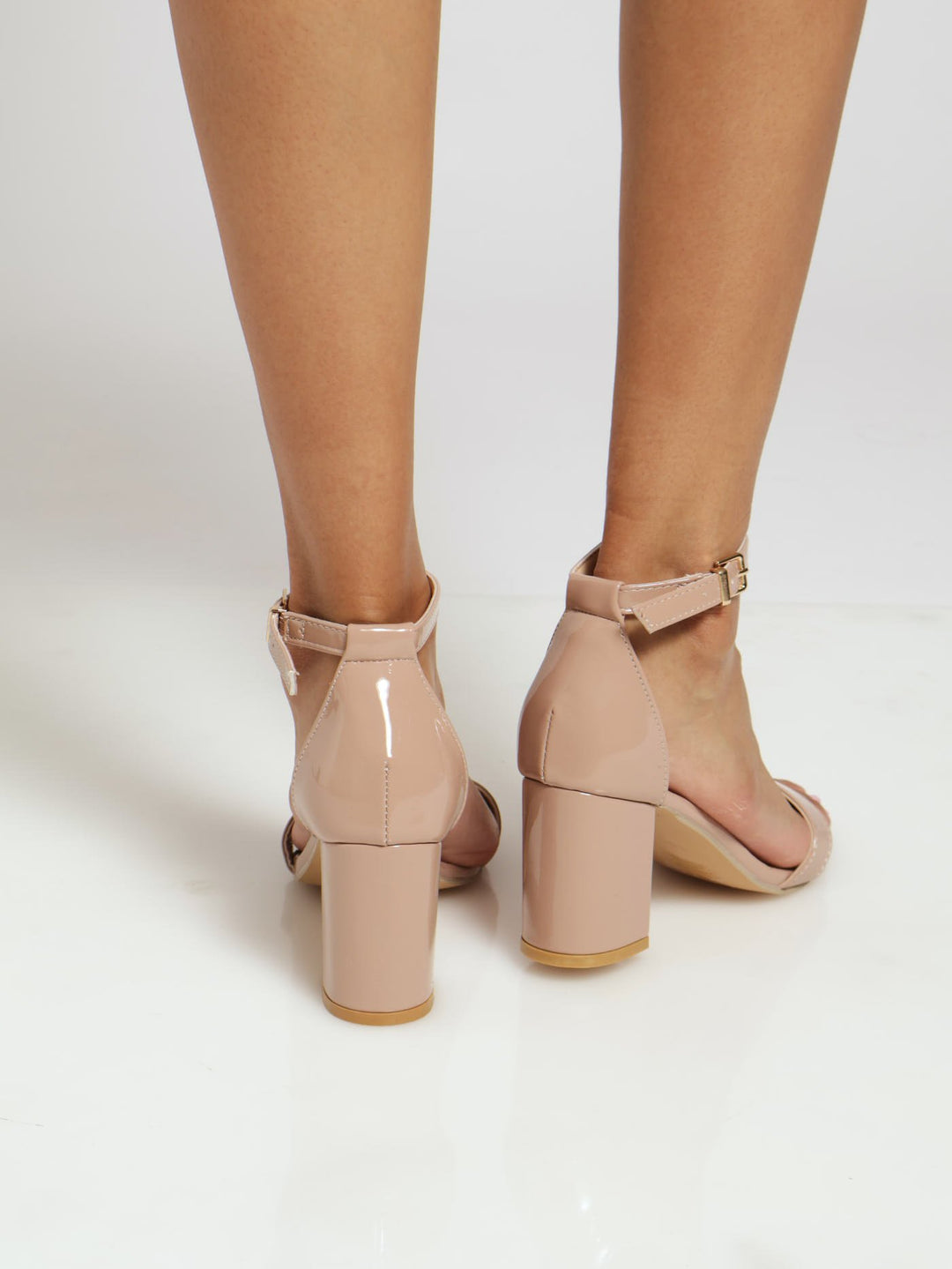 Closed Quarter Jocky Strap Low Block Heel - Nude