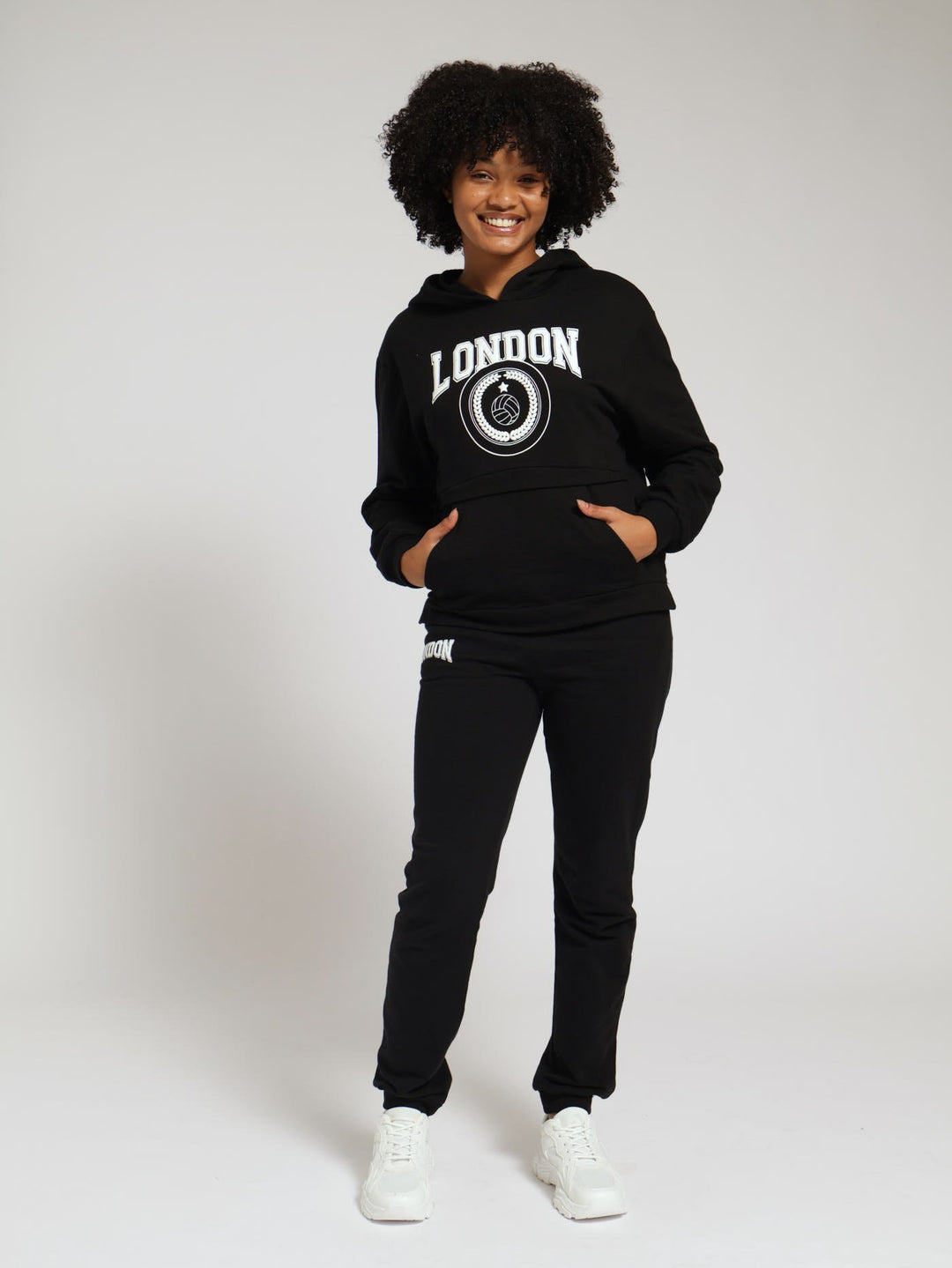 London Over Sized Fleece Hoody  - Black