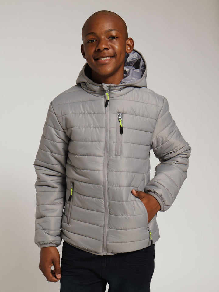 Boys Puffer Jacket - Mid Grey