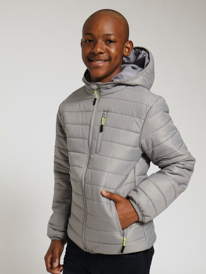 Boys Puffer Jacket - Mid Grey