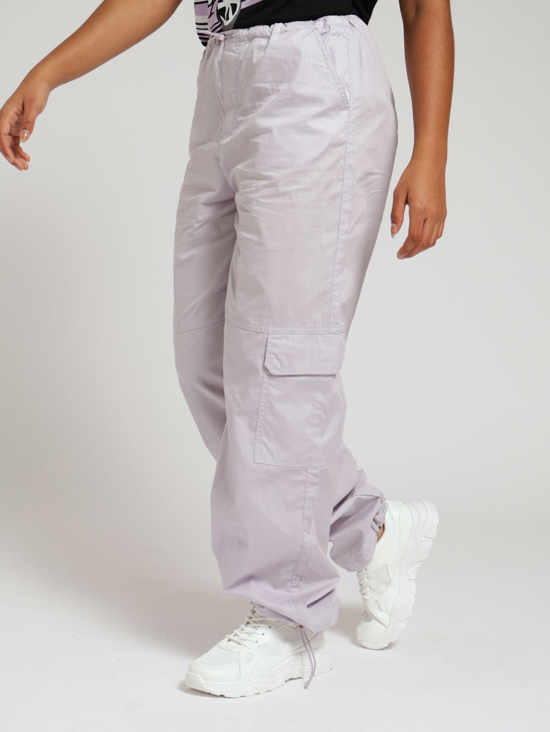 Girls Cargo Parachute Pants - Lilac