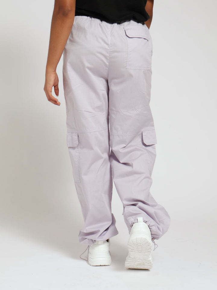 Girls Cargo Parachute Pants - Lilac