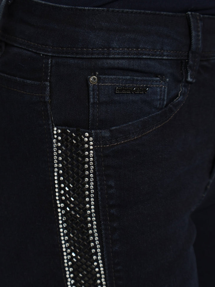 Axel Skinny Jean With Side Tape - Blue/Black