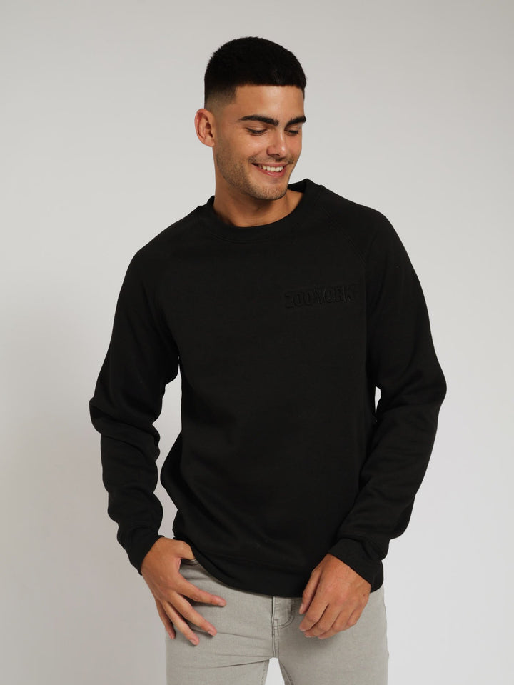 Embossed Crew Sweater - Black