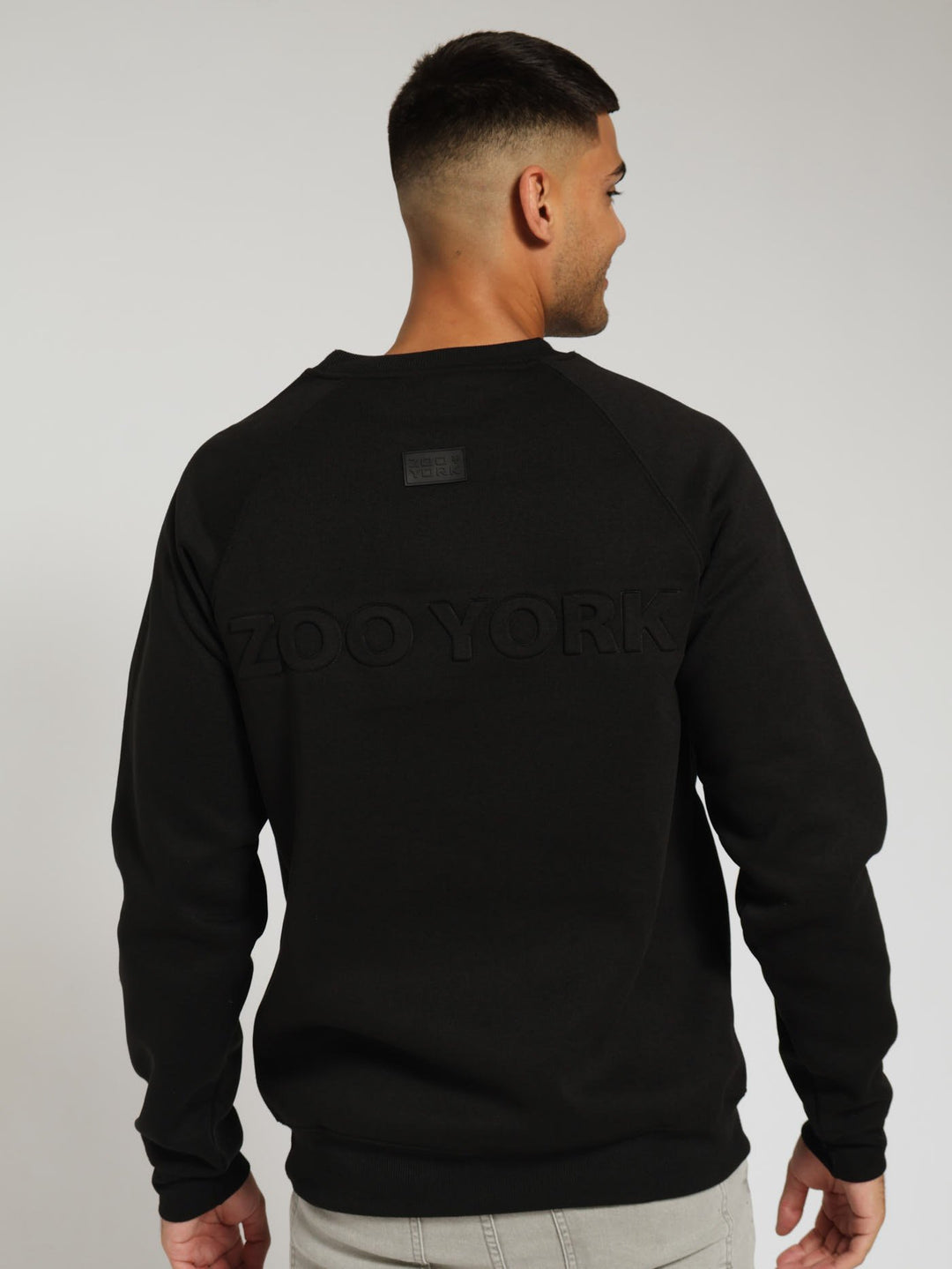 Embossed Crew Sweater - Black