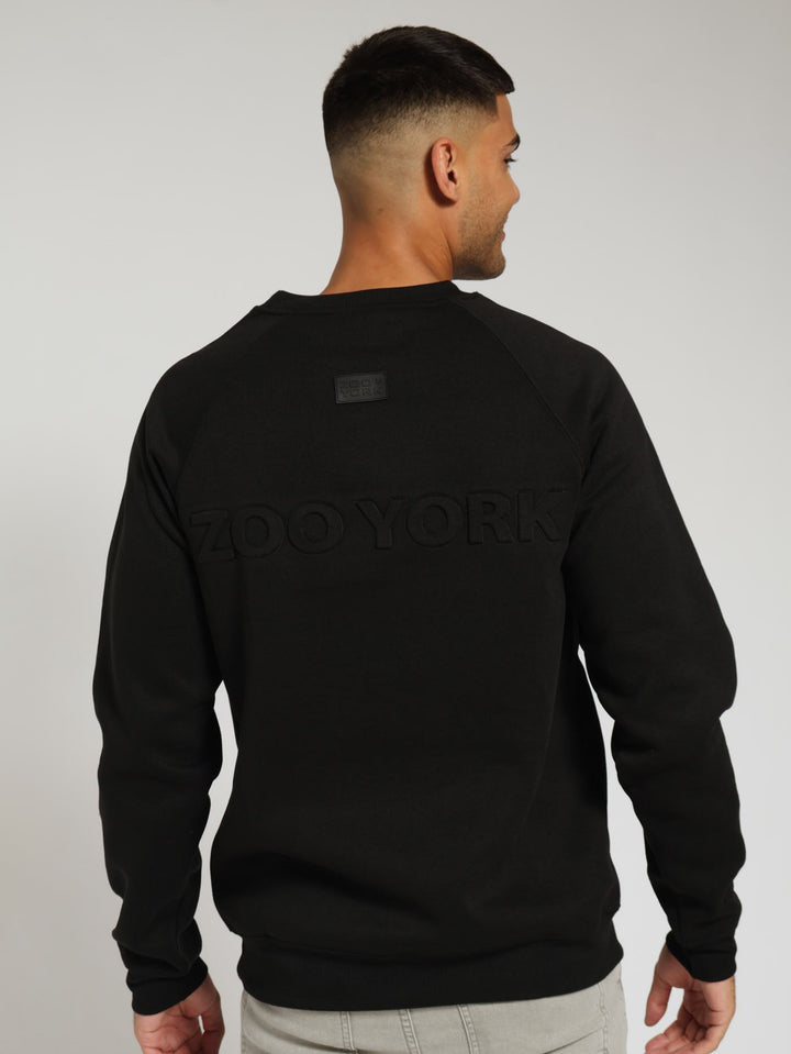 Embossed Crew Sweater - Black