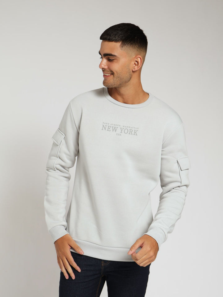 Fashion Crew Utility Pullover - Grey