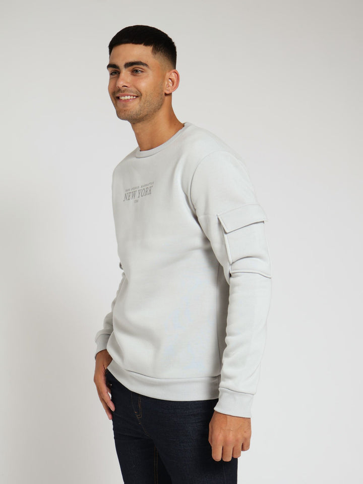 Fashion Crew Utility Pullover - Grey