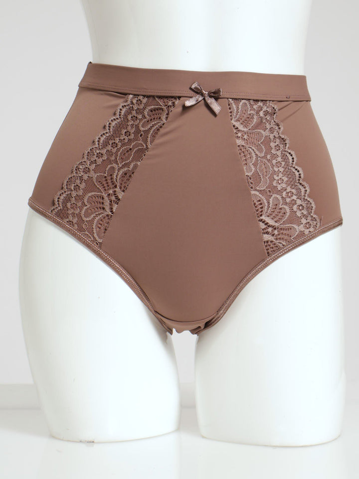 2 Pack Lace Brief Panties - Mocha/Black