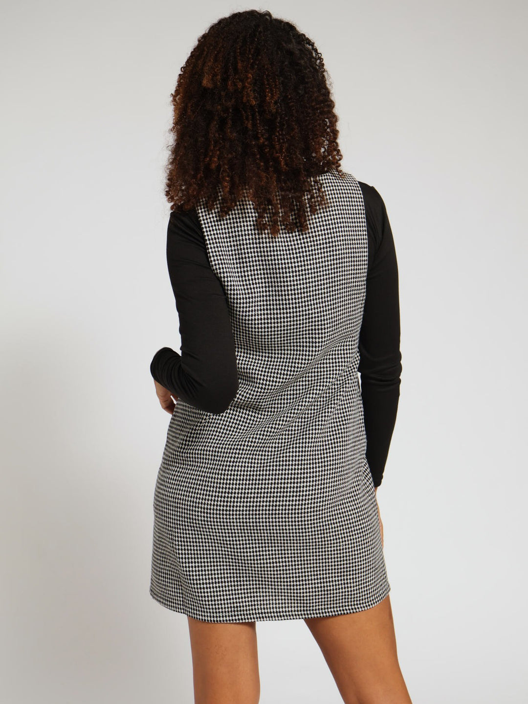 Tweed Pinafore Dress - Black