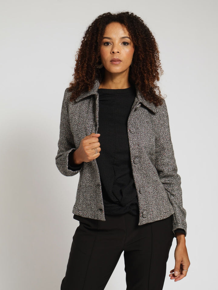 Tweed Collar Jacket - Black