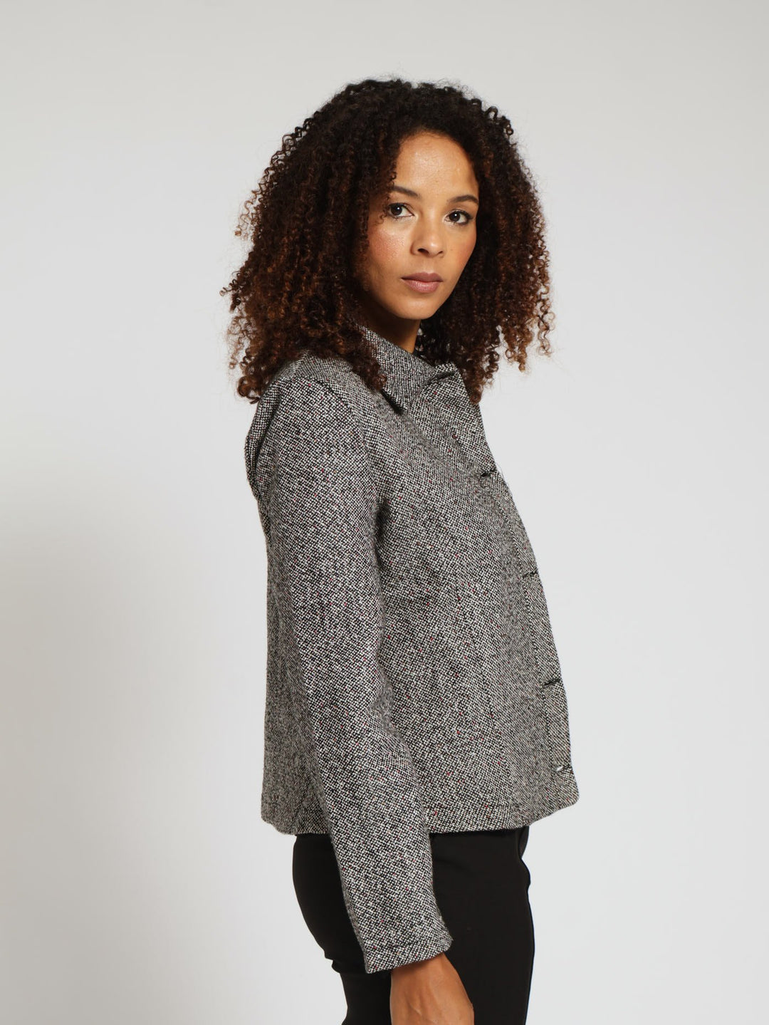 Tweed Collar Jacket - Black