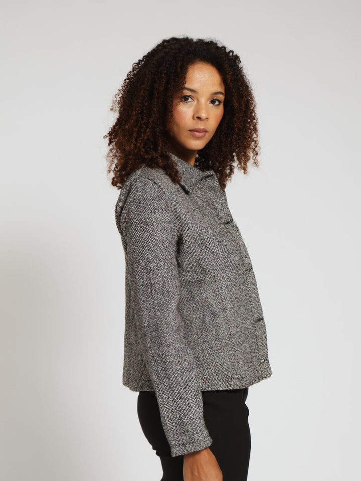 Tweed Collar Jacket - Black
