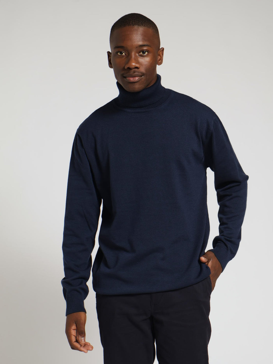 Fine Gauge Polo Neck - Navy