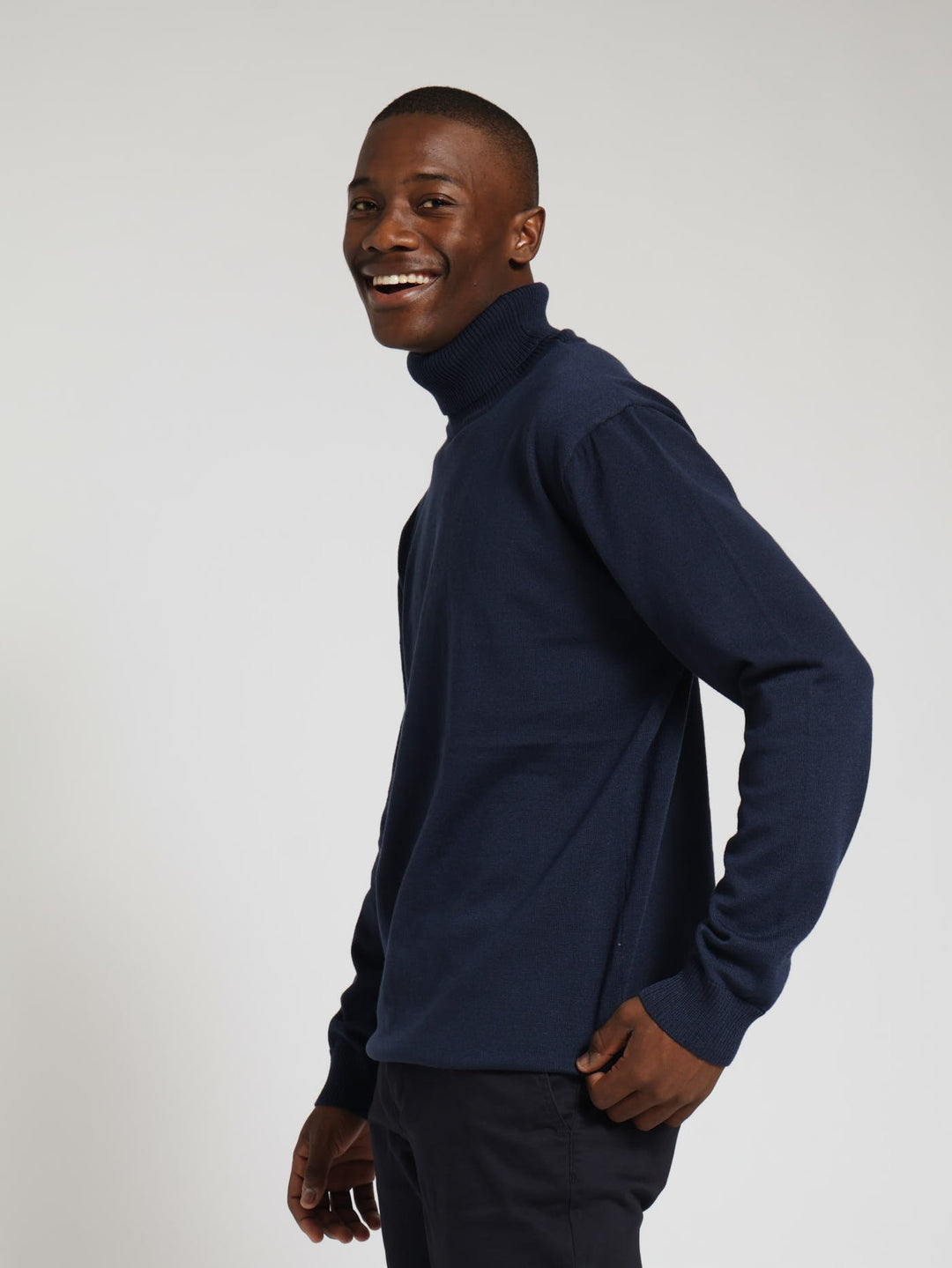 Fine Gauge Polo Neck - Navy