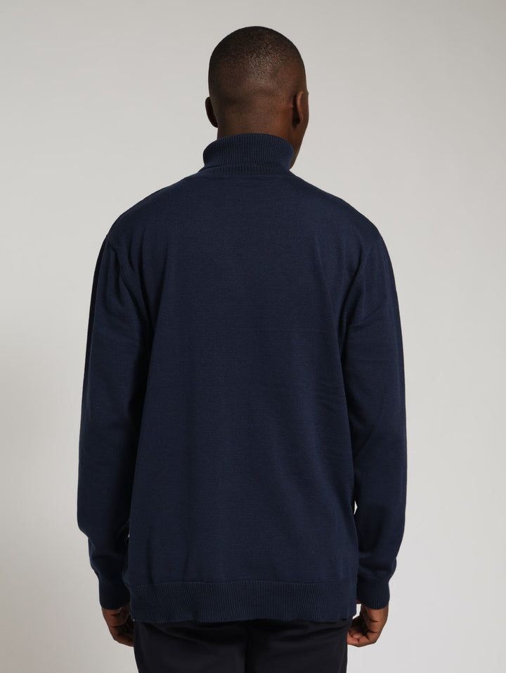 Fine Gauge Polo Neck - Navy