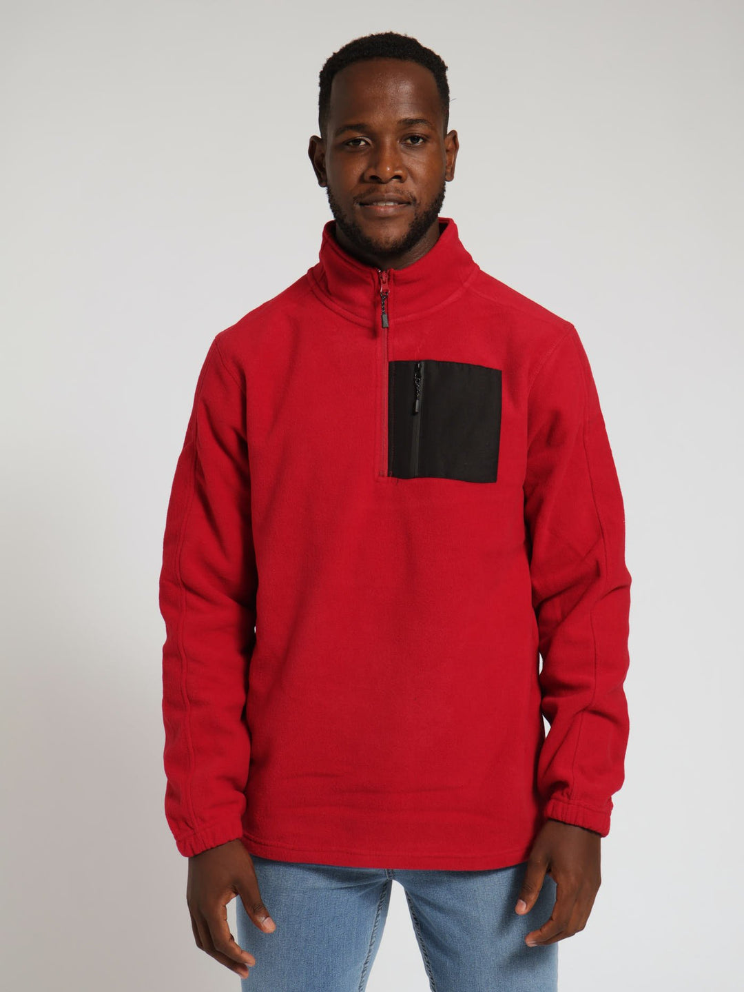 Quarter Zip Polar Fleece Top - Dark Red