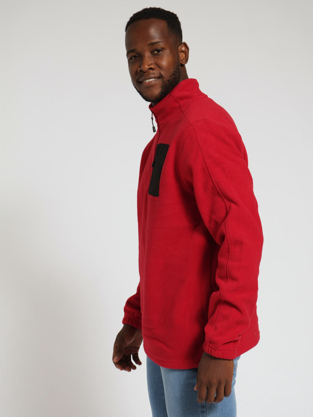 Quarter Zip Polar Fleece Top - Dark Red
