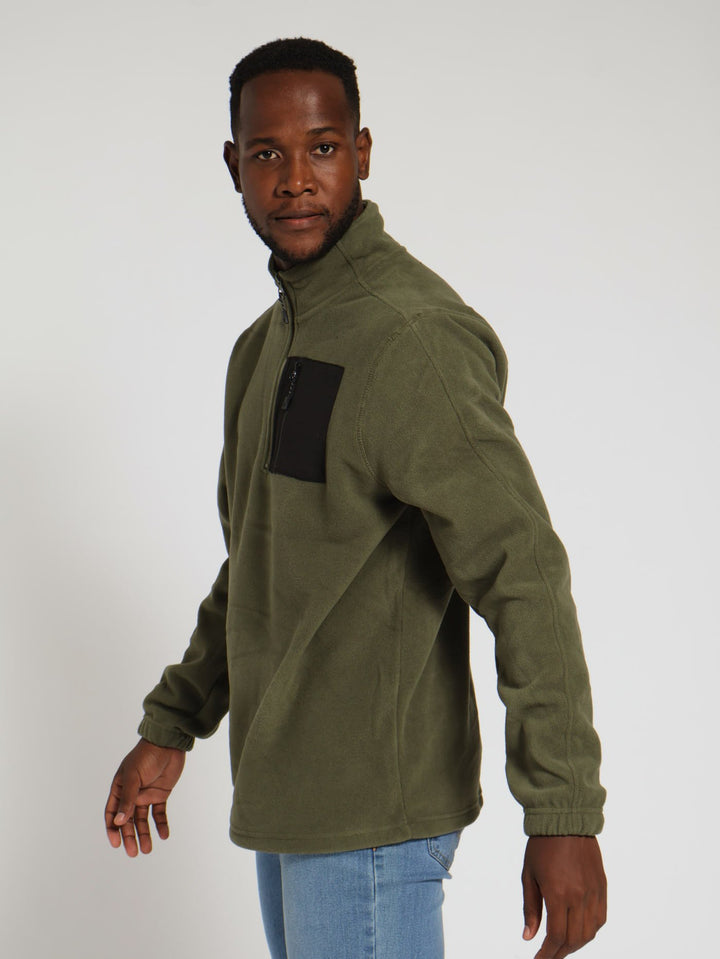 Quarter Zip Polar Fleece Top - Fatigue