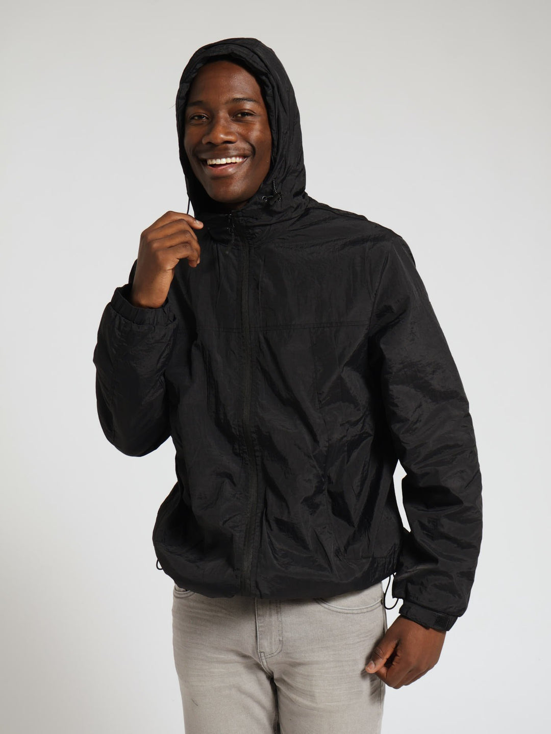 Hooded Windbreaker - Black