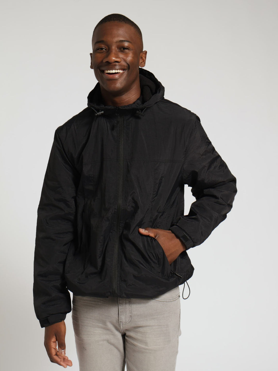 Hooded Windbreaker - Black