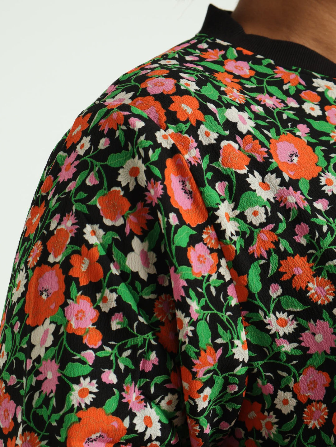 Floral Bomber Jacket - Black