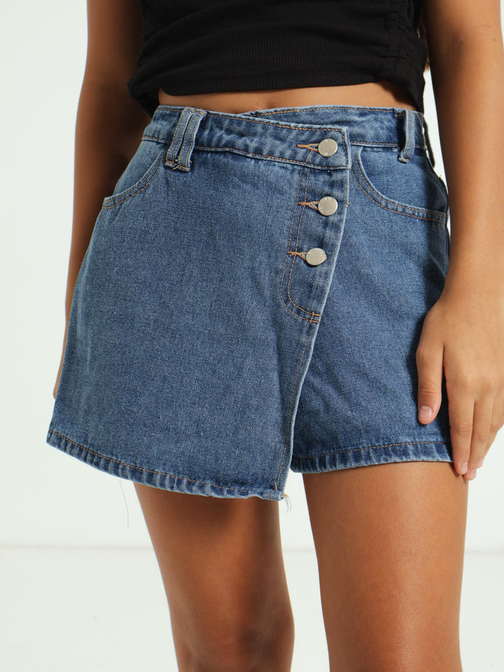 Girls Denim Skort - Dark Blue