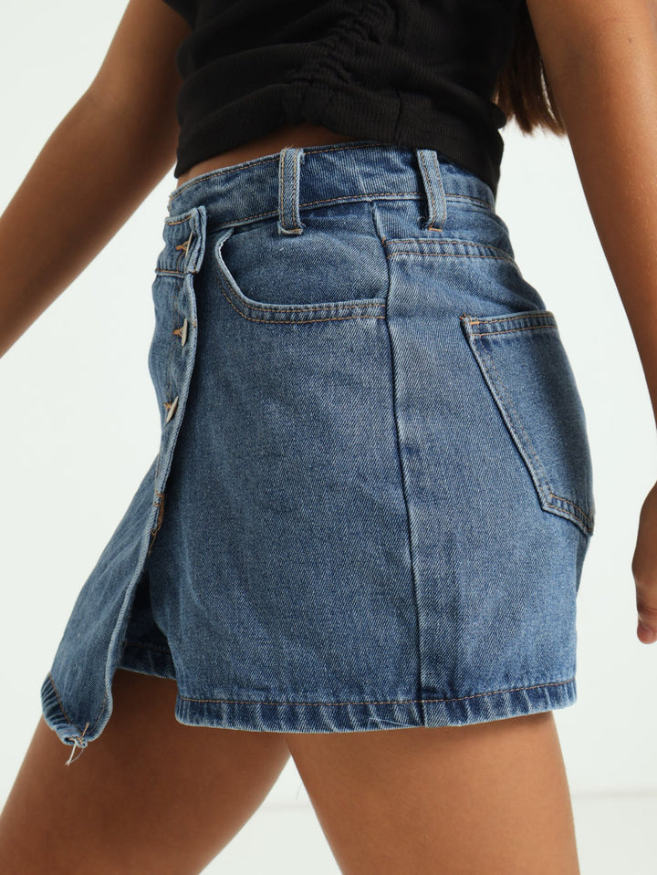 Girls Denim Skort - Dark Blue